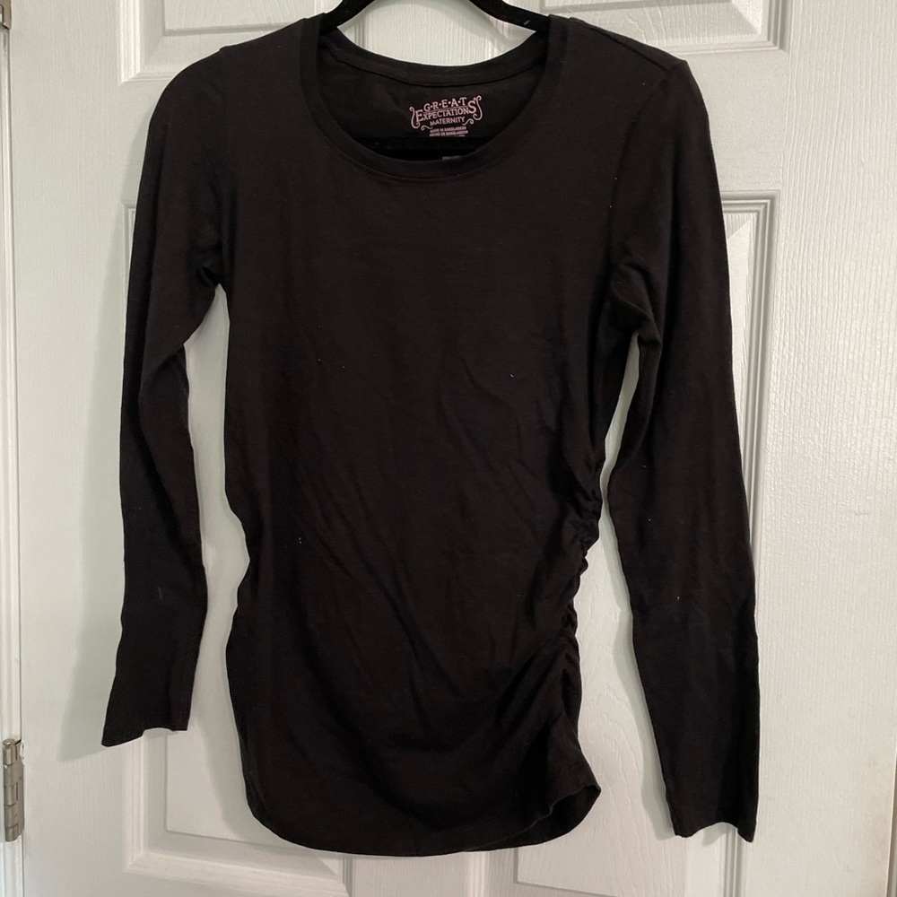 Maternity Scoop Neck Long Sleeve with Side Ruching